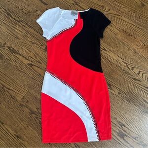 Lynn Ritchie Silver color block mod embellished dress